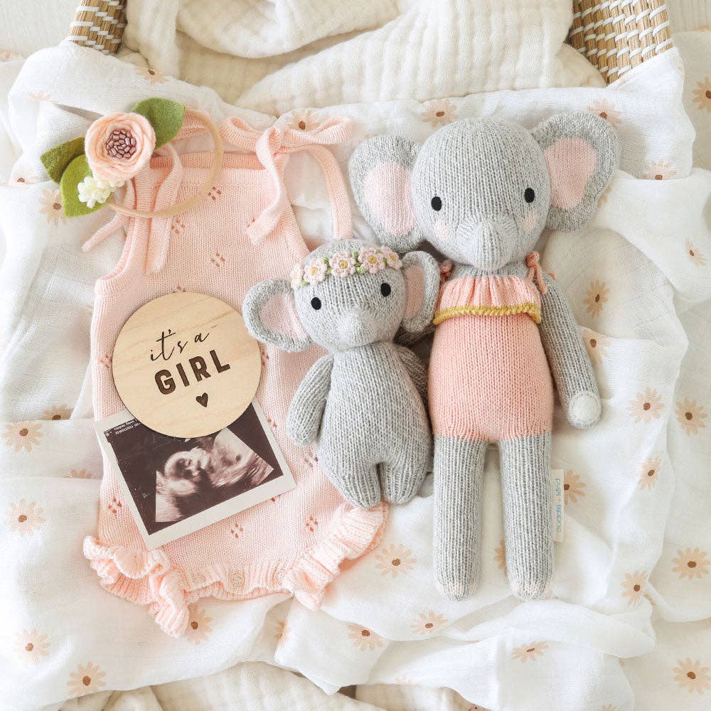 
                      
                        Baby Elephant (Blush Floral) – Hand-Knit Stuffed Animal | Gives 5 Meals
                      
                    