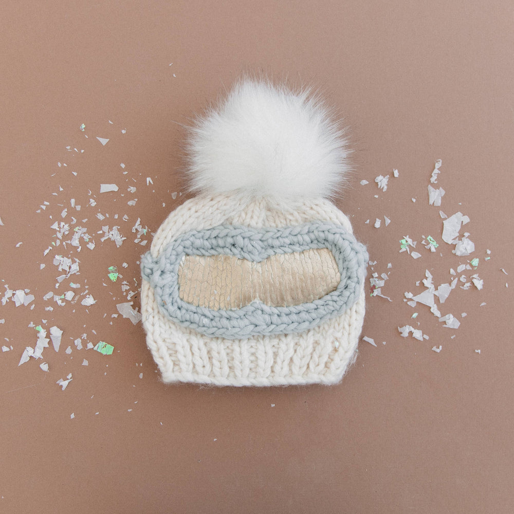
                      
                        Ski Goggles Beanie, Cream Baby Kids Christmas Holiday Hat
                      
                    