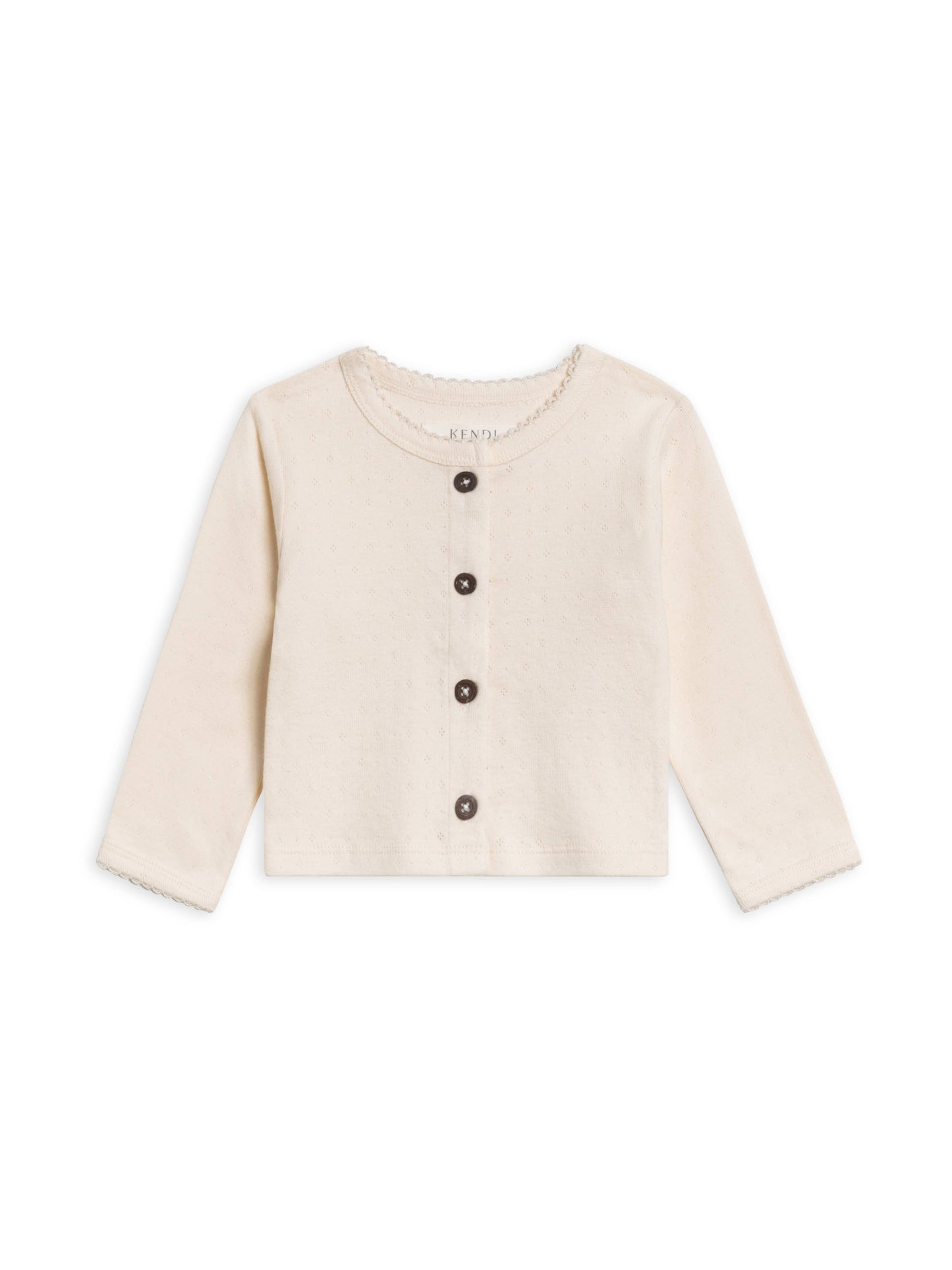 Organic Baby Clara Pointelle Button-Down Cardigan - Ivory