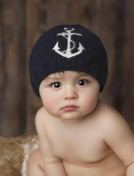 Hand Knit Kids & Baby Hat - Hudson Anchor - Grace & Haven