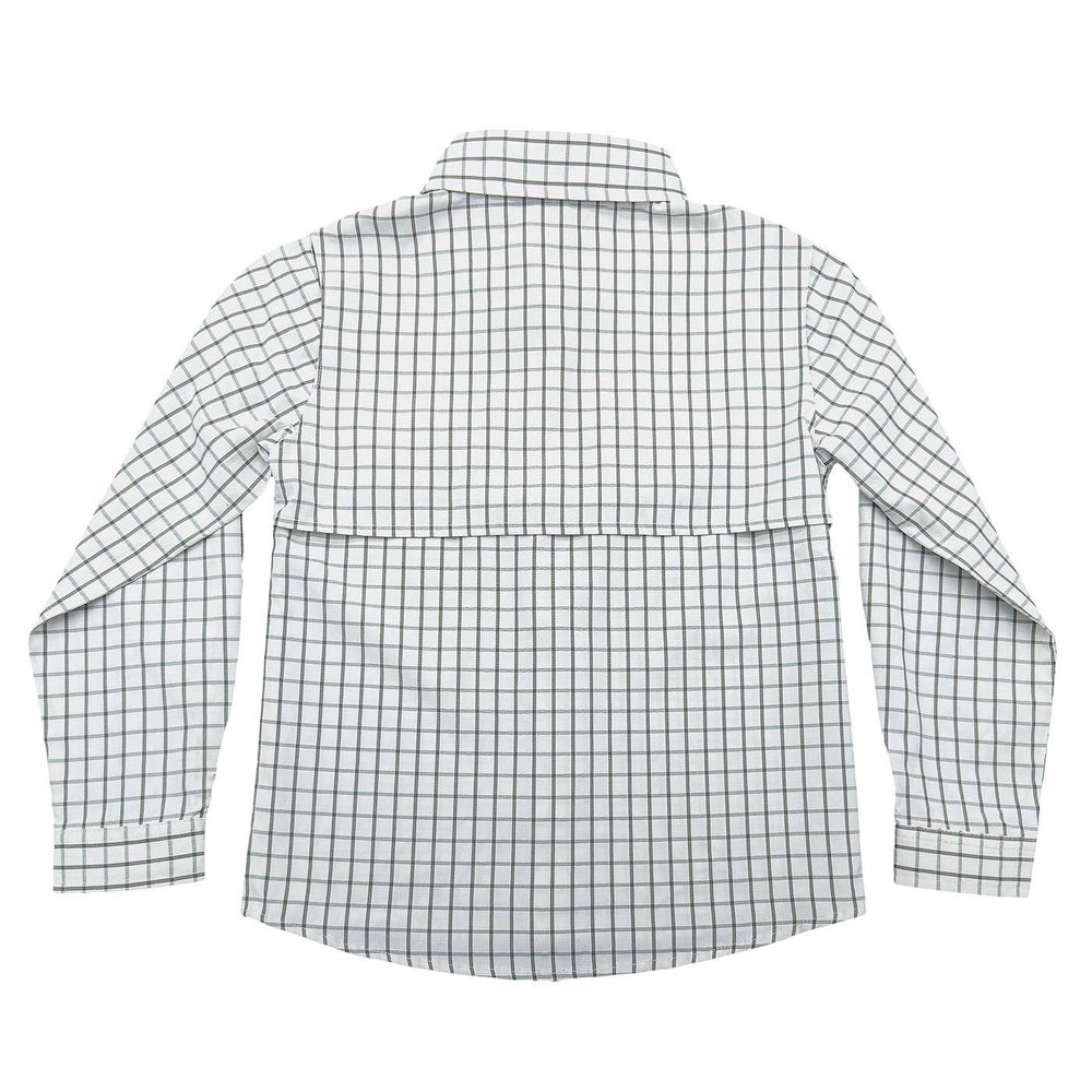 Boys Flagler Fishing Shirt - Olive & White Plaid