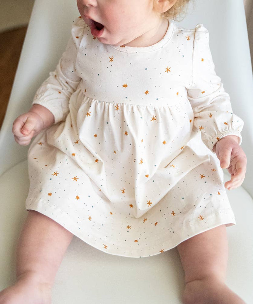 6-12 Months - Organic Jersey Stars Flare Baby Dress + Bloomer Set | Eco-Friendly & Soft Baby Outfit by Viverano