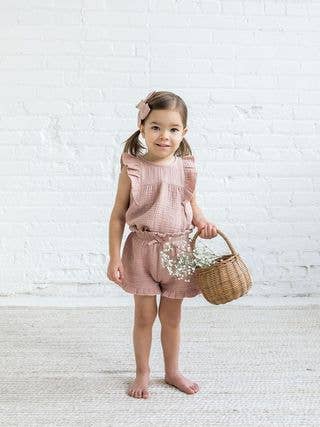 2T - Yara Muslin Ruffle Tank - Dusty Mauve | 100% Organic Cotton by Colored Organics