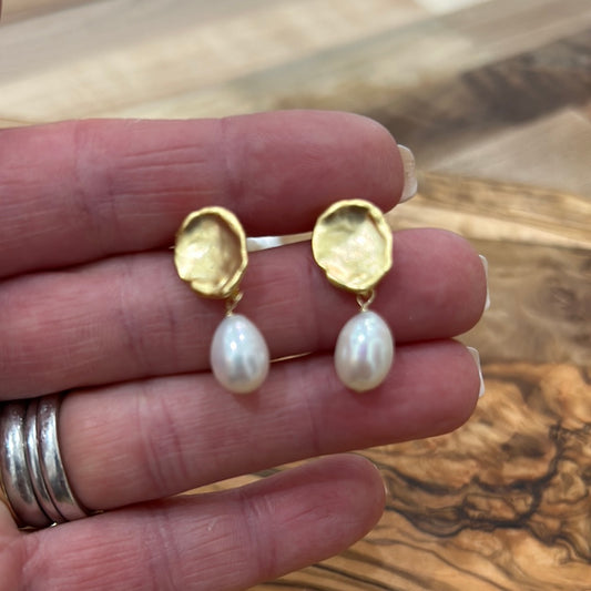 Molly Handmade Gold Drop Pearl Earrings - Grace & Haven