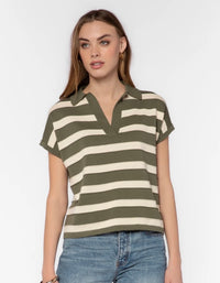 Annabelle Olive Stripe Top | Velvet Heart