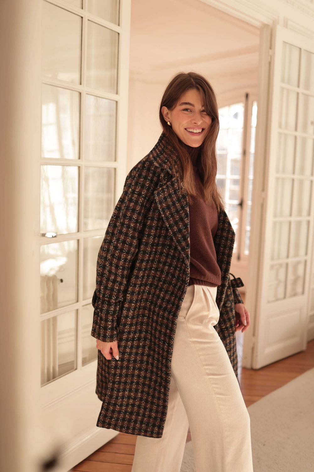 Plaid wool coat by Laura Laval Paris