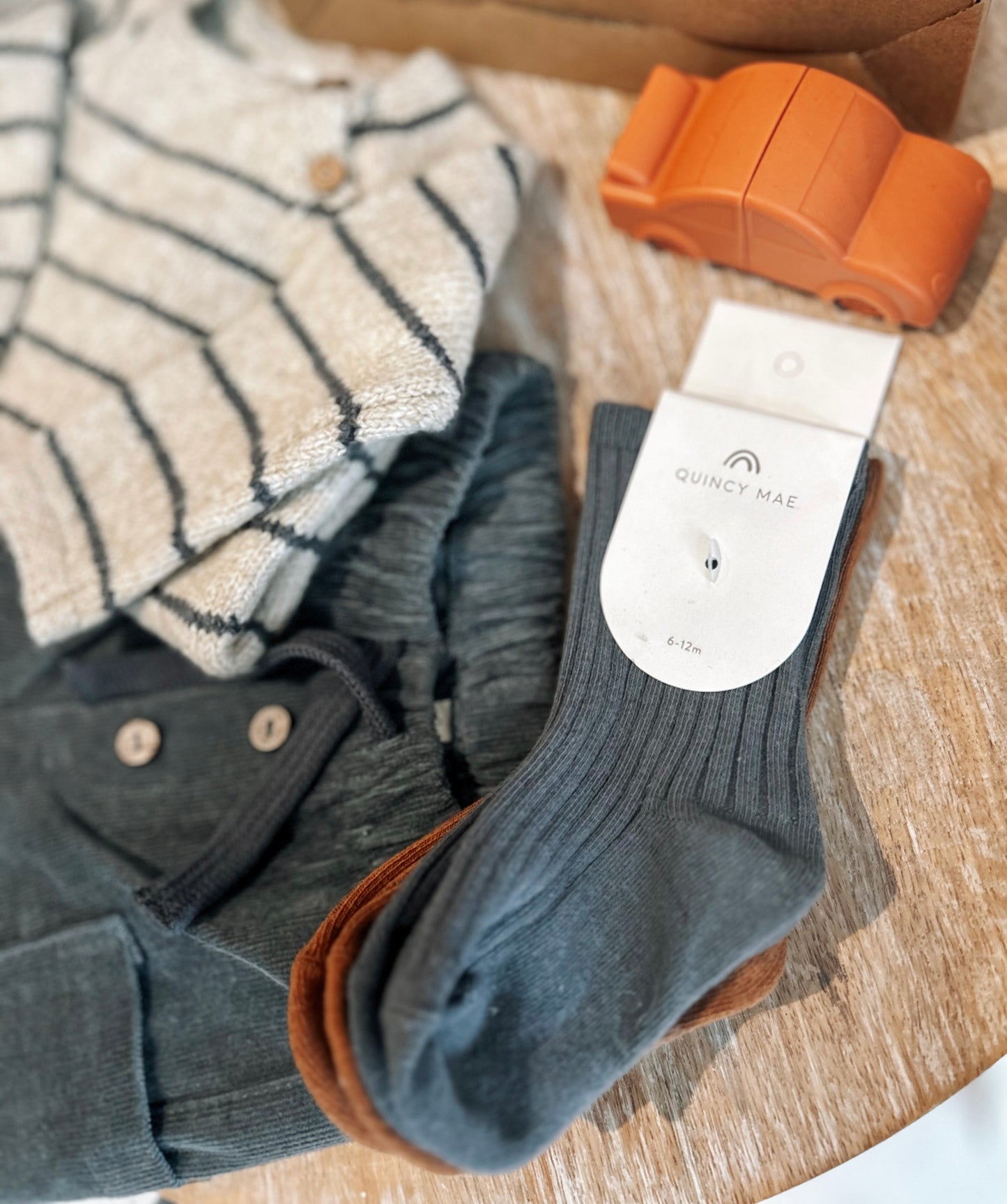 Quincy Mae Socks Set in Indigo & Cinnamon – Organic Cotton for Babies & Toddlers