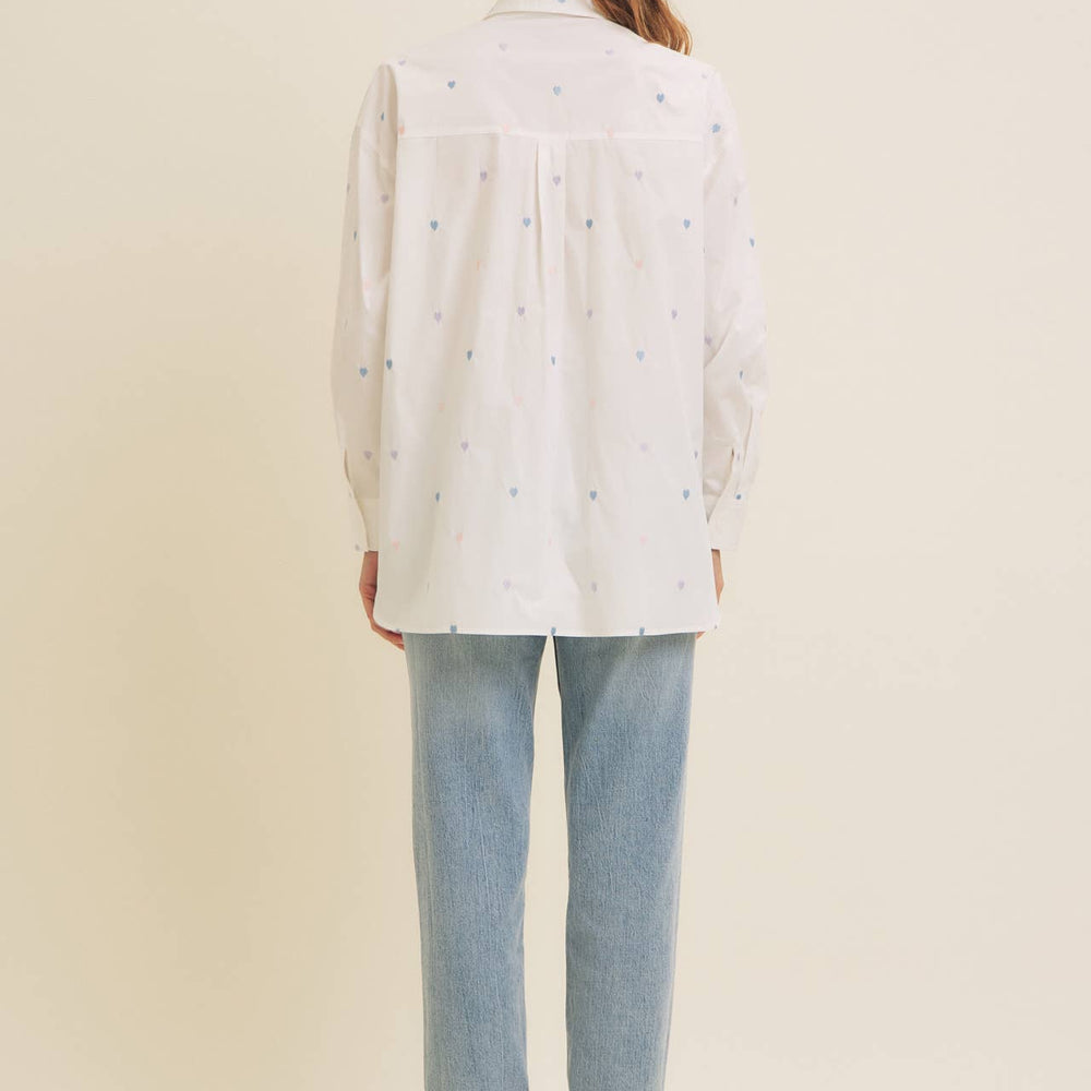 
                      
                        Full of Hearts Embroidery Button-Down Shirt – Soft Cotton with Playful Heart Detail
                      
                    