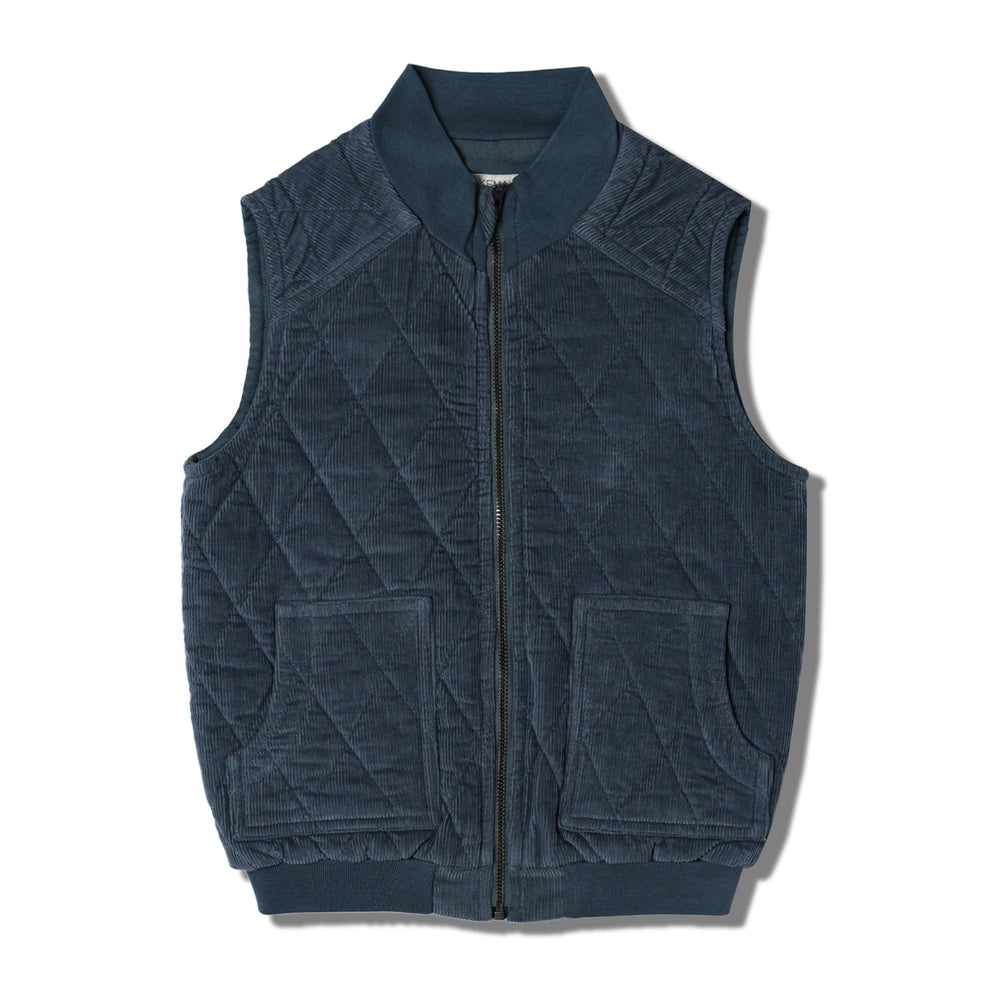 Organic Sleeveless Quilted Corduroy Jacket – Hale Navy, GOTS-Certified Cotton