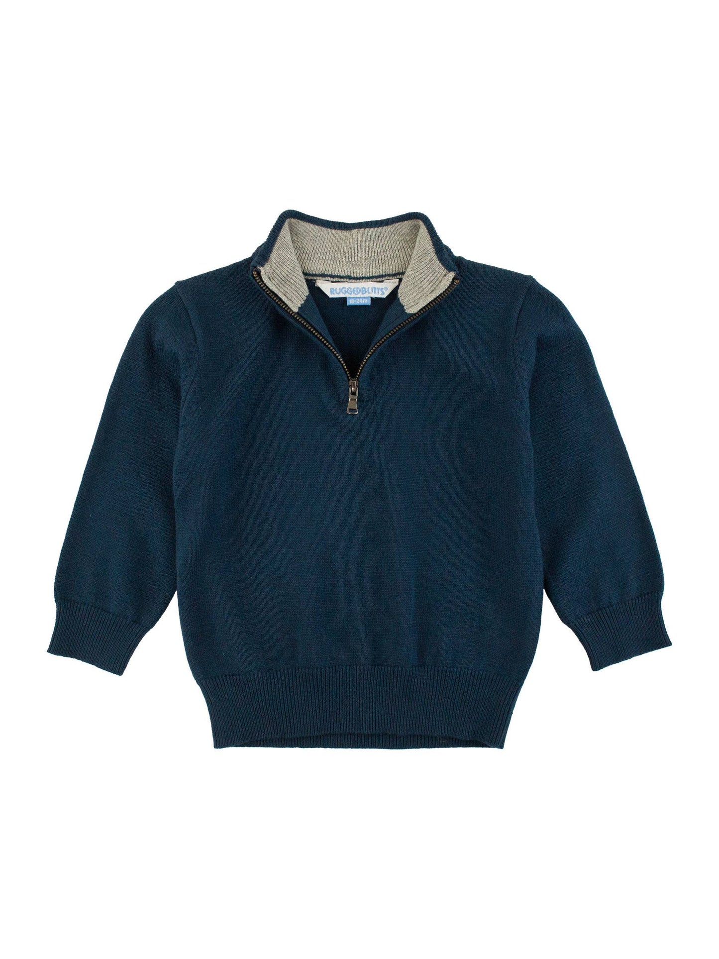 Boys Dark Navy Quarter-Zip Sweater