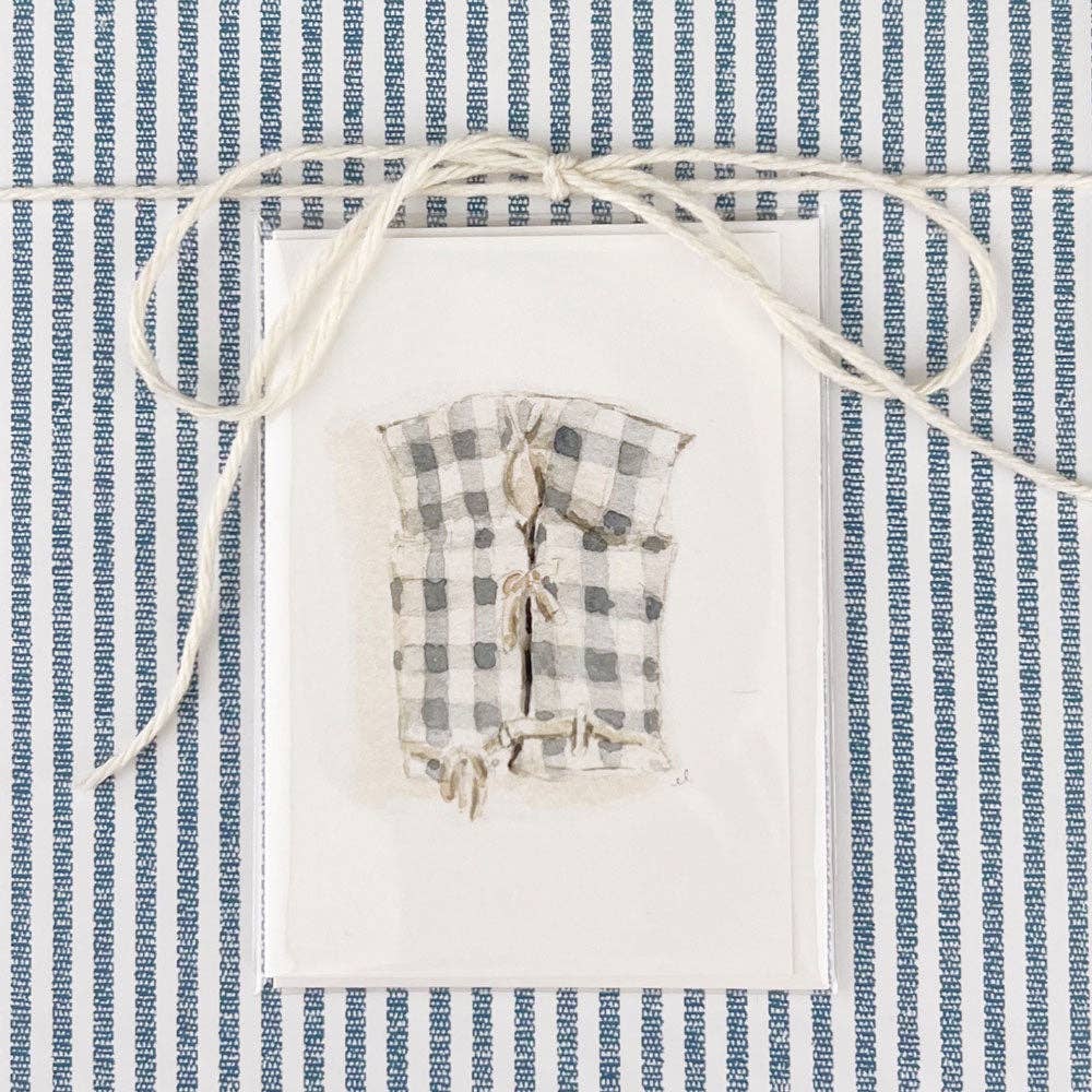 Gingham Boat Coat Mini Notecard