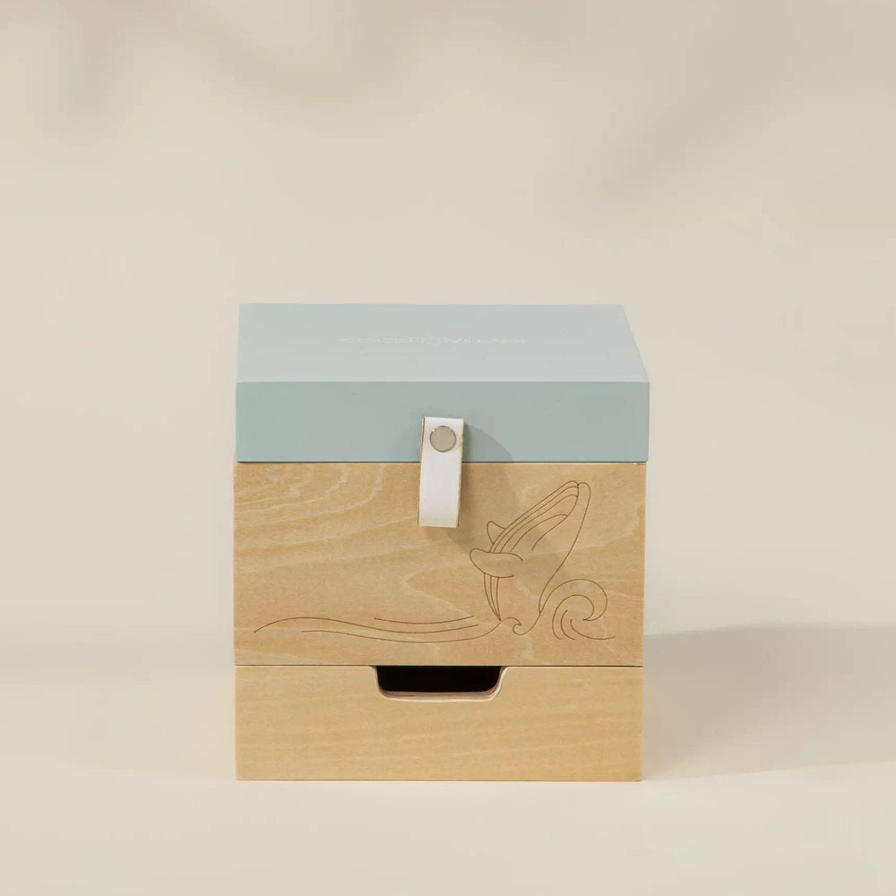 Wooden Musical Souvenir Box – Ocean-Themed Nursery Keepsake with Pop-Up Sailboat