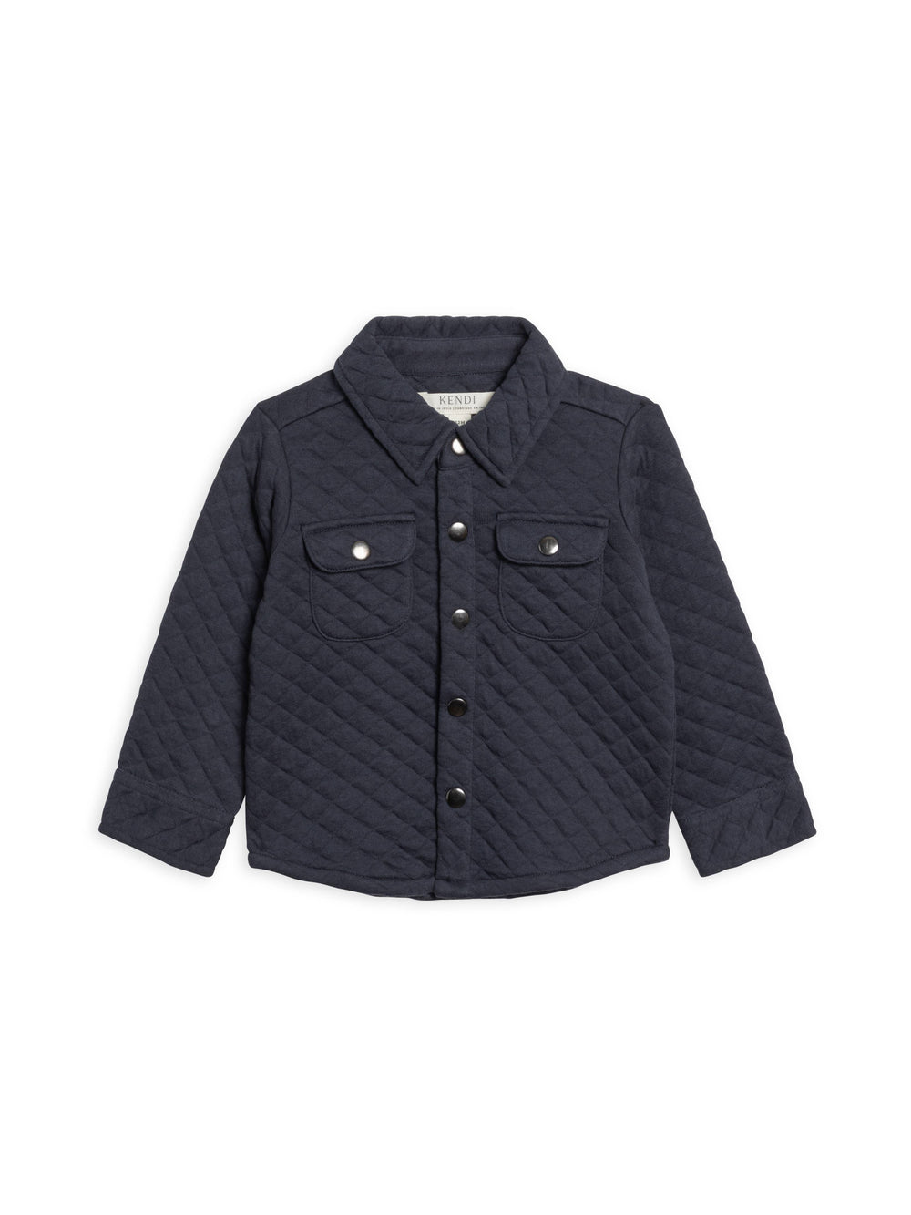 Liam Quilted Jacquard Collared Shirt - Navy by Colored Organic