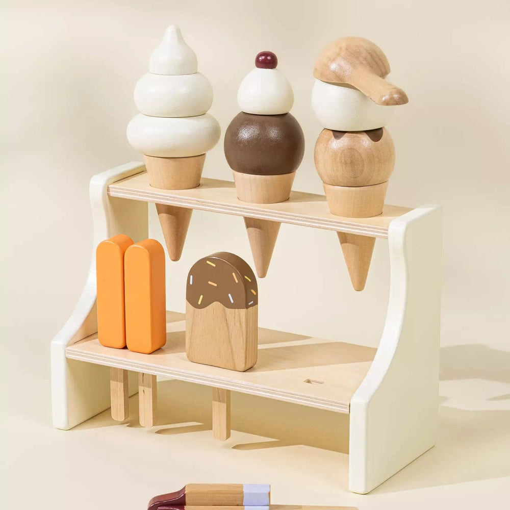 Wooden Ice Cream Stand and Accessories