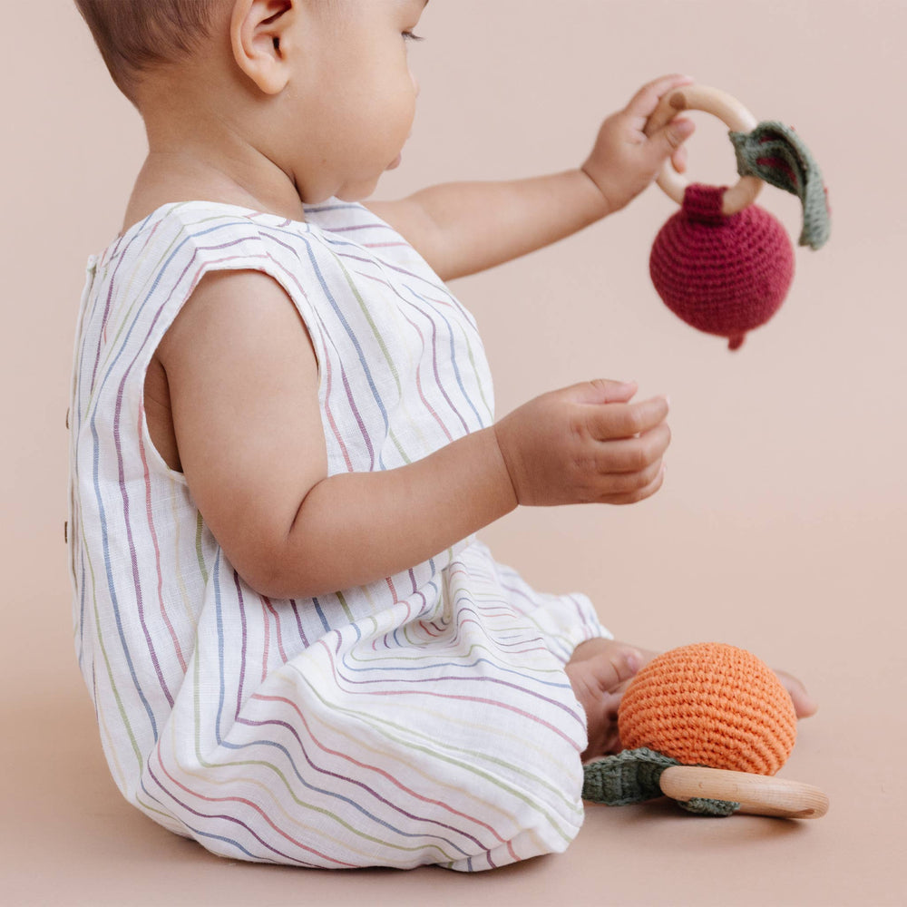 
                      
                        Cotton Crochet Rattle Fruit Orange Baby Teether – Clementine by The Blueberry Hill
                      
                    