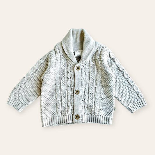 Bobby Shawl Collar Cable Knit Baby Cardigan Sweater (Organic) - Grace & Haven