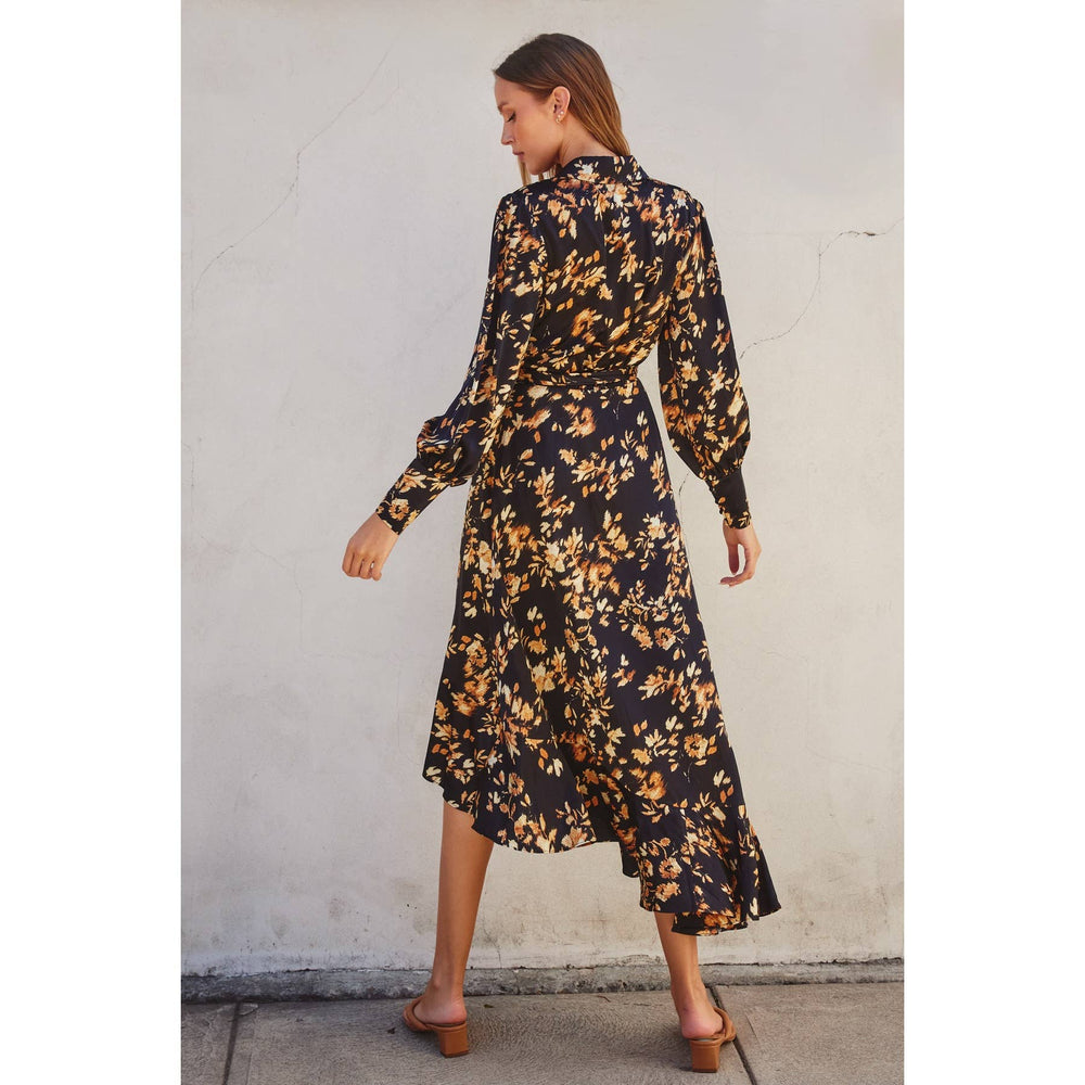 
                      
                        Small - Satin Floral Midi Dress
                      
                    