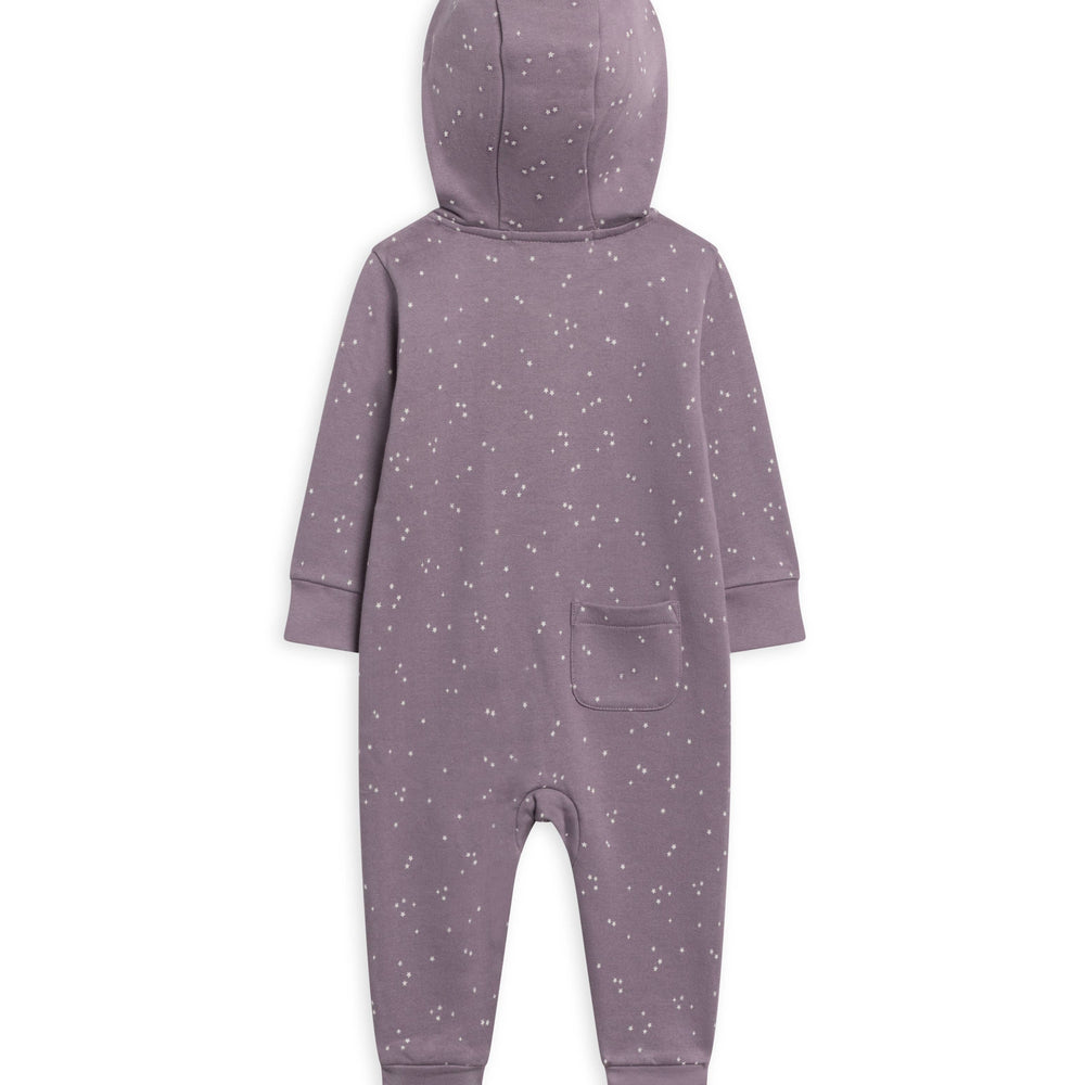 Greer Fleece Hooded Zipper Romper - Starlight / Fog