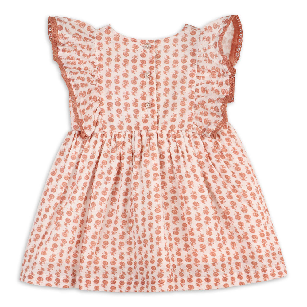 
                      
                        Organic Heather Dobby Floral Baby Dress & Bloomer Set – Lace Trim
                      
                    