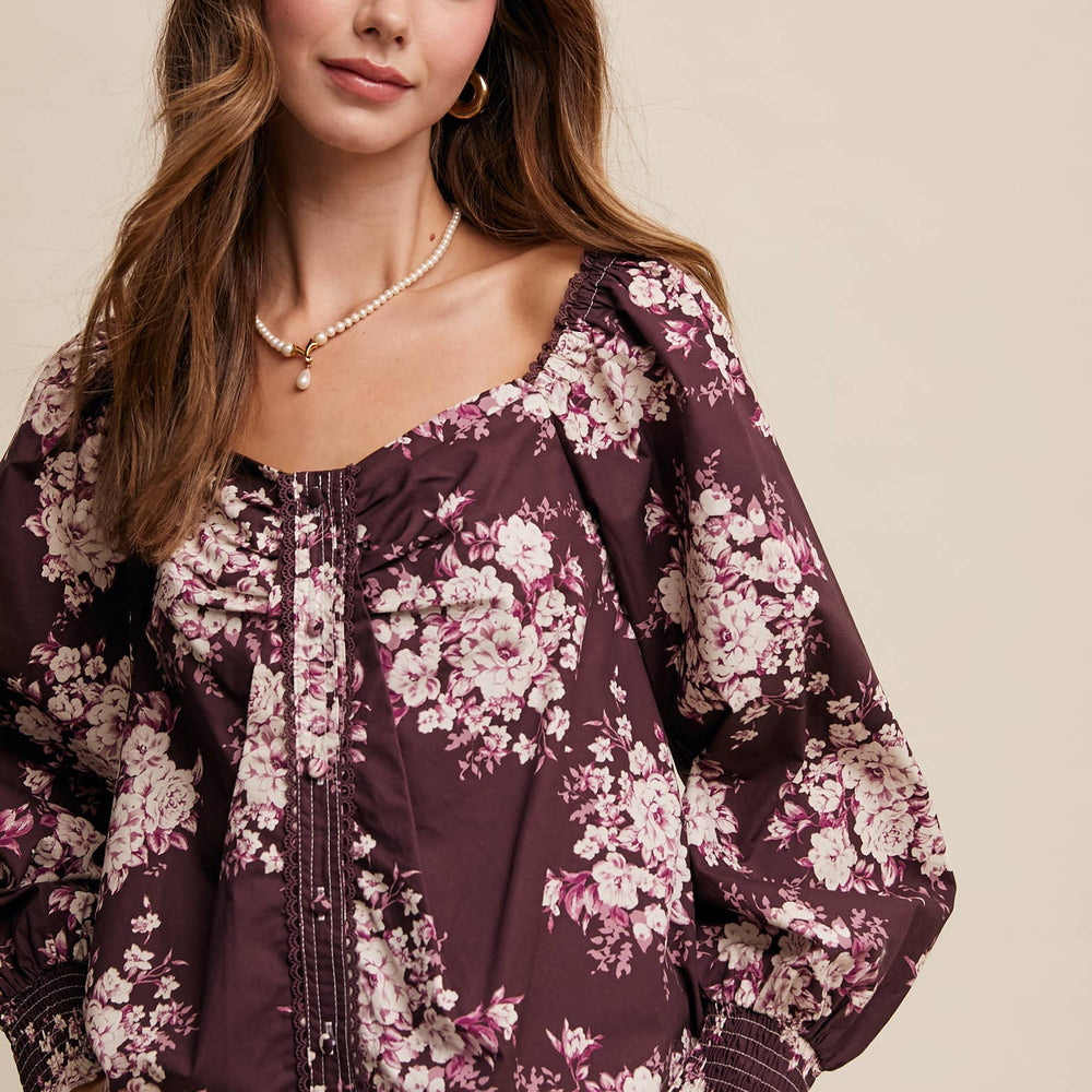 Floral Puff Sleeve Blouse