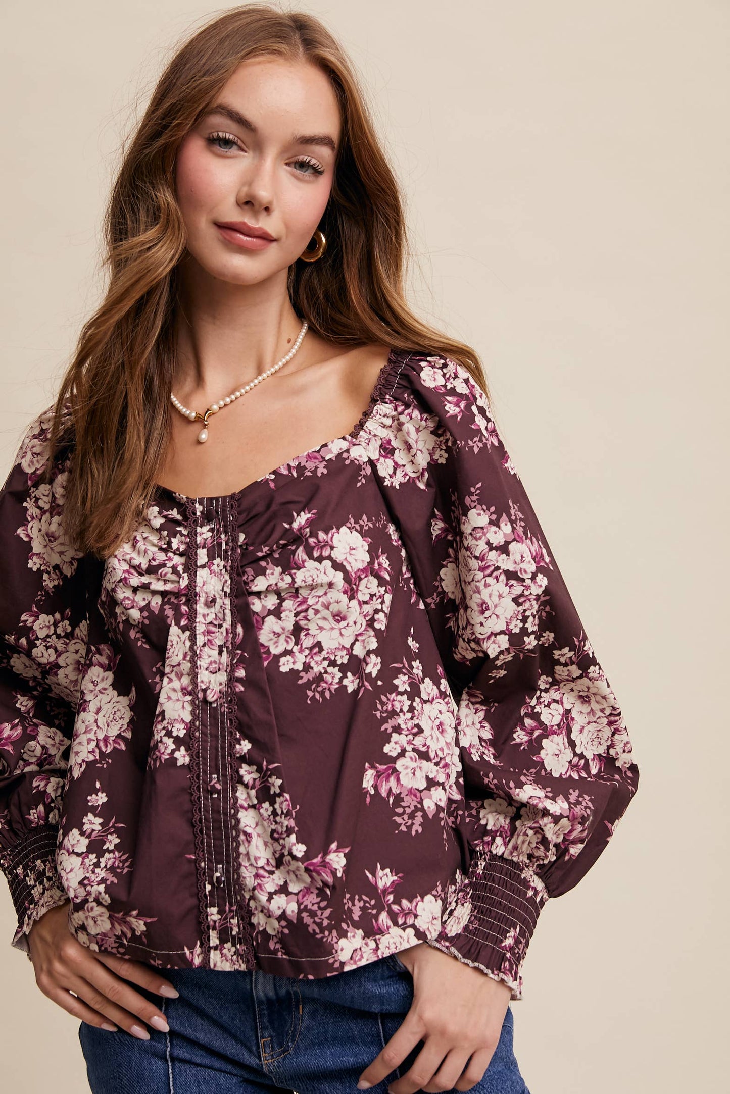 Floral Puff Sleeve Blouse