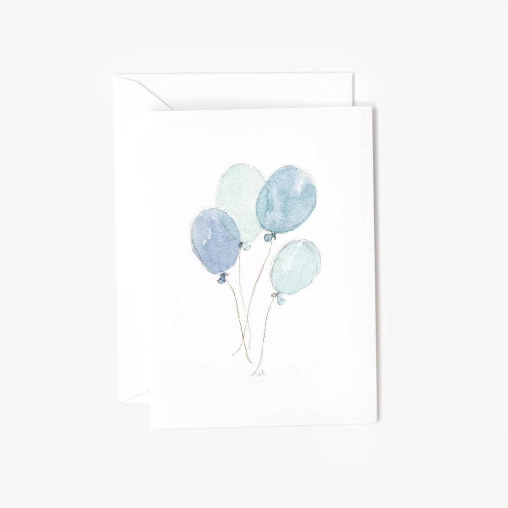 Blue Balloons Mini Notecard – Petite Greeting Card for Birthdays or Baby Gifts by Emily Lex