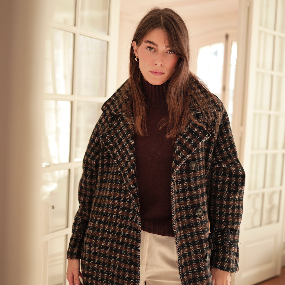 Plaid wool coat by Laura Laval Paris