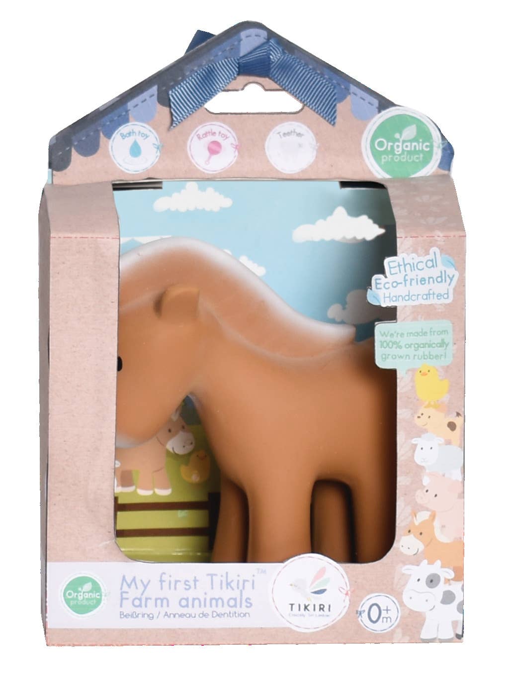 Horse Natural Organic Rubber Teether, Rattle & Bath Toy - Grace & Haven