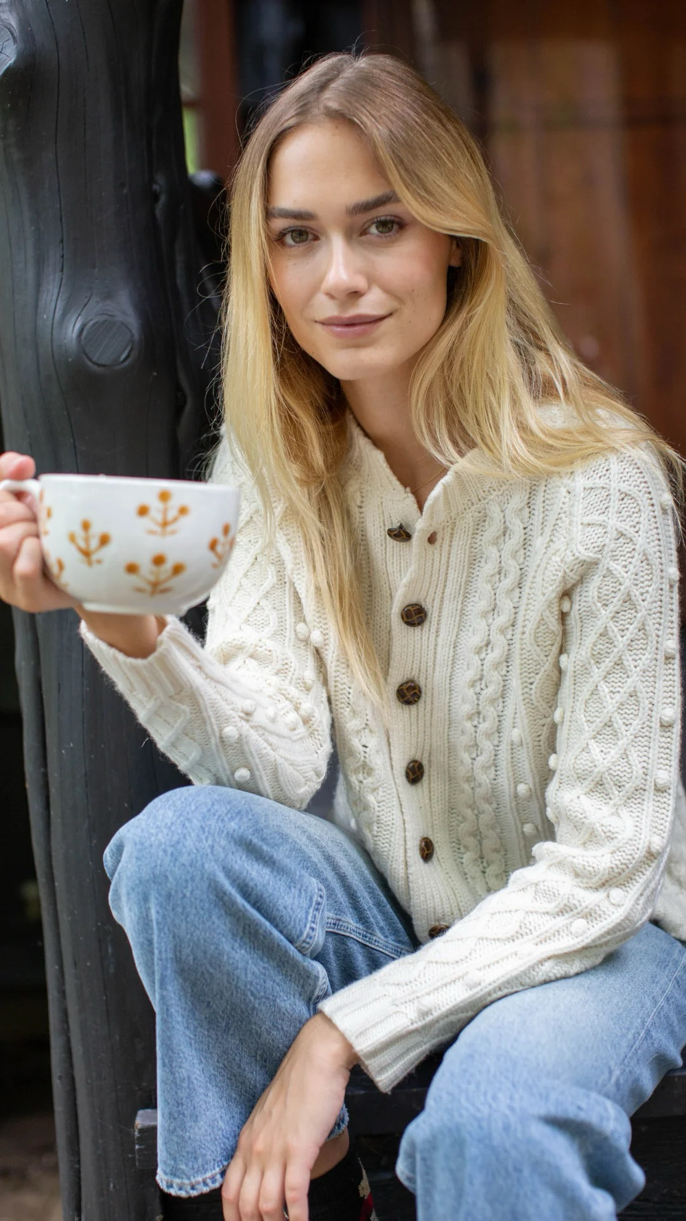 Soft ivory cashmere blend sweater by Marea, ideal for cool weather