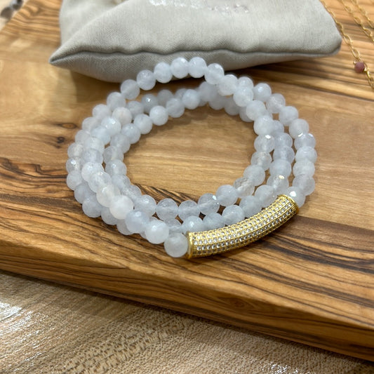 Aqua Beaded Bracelet or Necklace - Grace & Haven