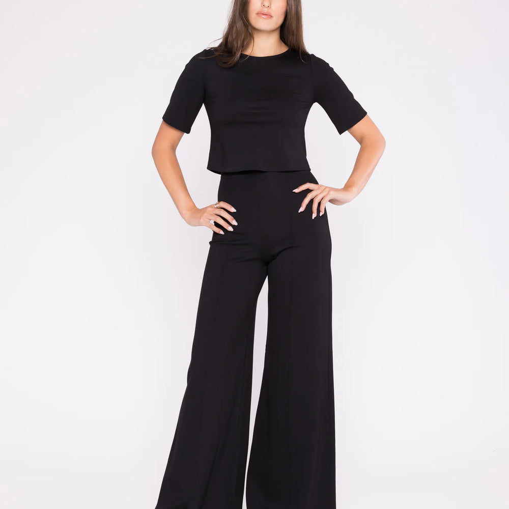 
                      
                        A timeless high-waisted, wide-leg pant crafted from luxurious ponte knit.
                      
                    