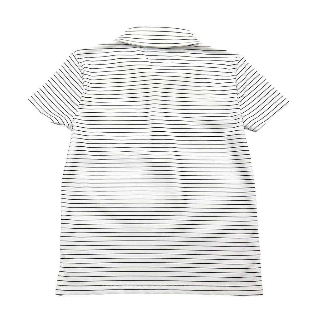 Back view of Boys Marco Performance Polo in black and white stripe