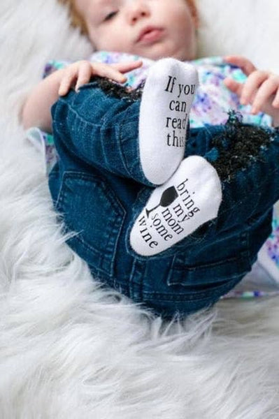 Bring my Mom Some Wine Baby Socks by Dorthy's Reason