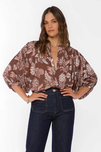 Brown Floral Top | Velvet Heart