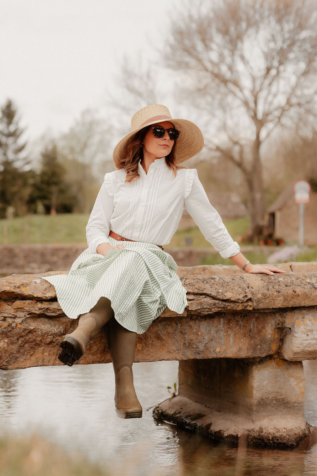 Charlotte Long-Sleeve Cotton Blouse – White