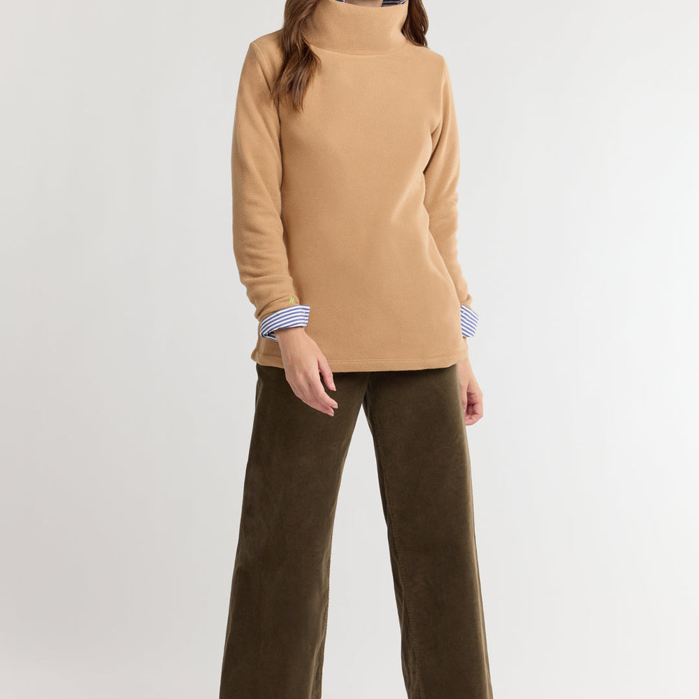
                      
                        Cobble Hill Turtleneck – Camel Vello Fleece with Tunic Length & Pockets
                      
                    
