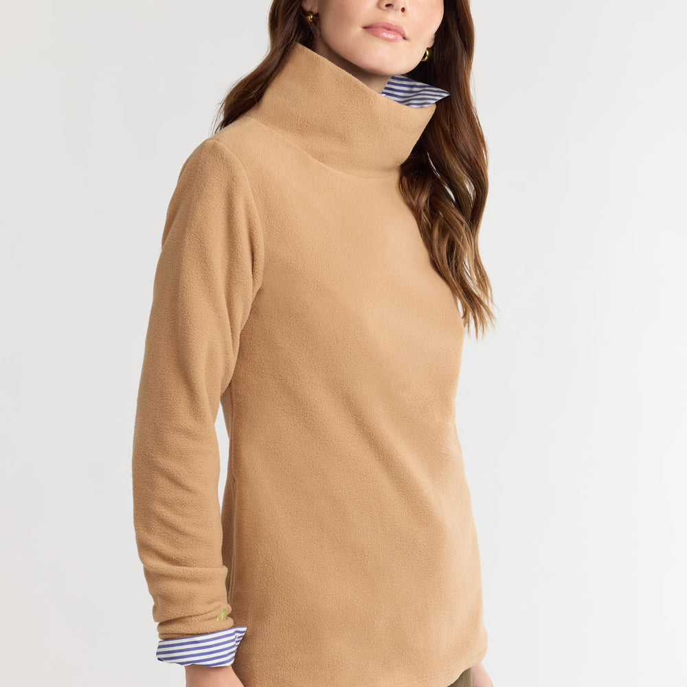 
                      
                        Cobble Hill Turtleneck – Camel Vello Fleece with Tunic Length & Pockets
                      
                    
