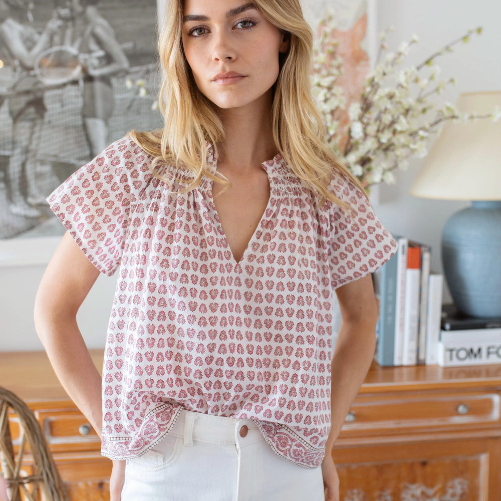 Cecilia Top in White Lavender Thistle by Marea