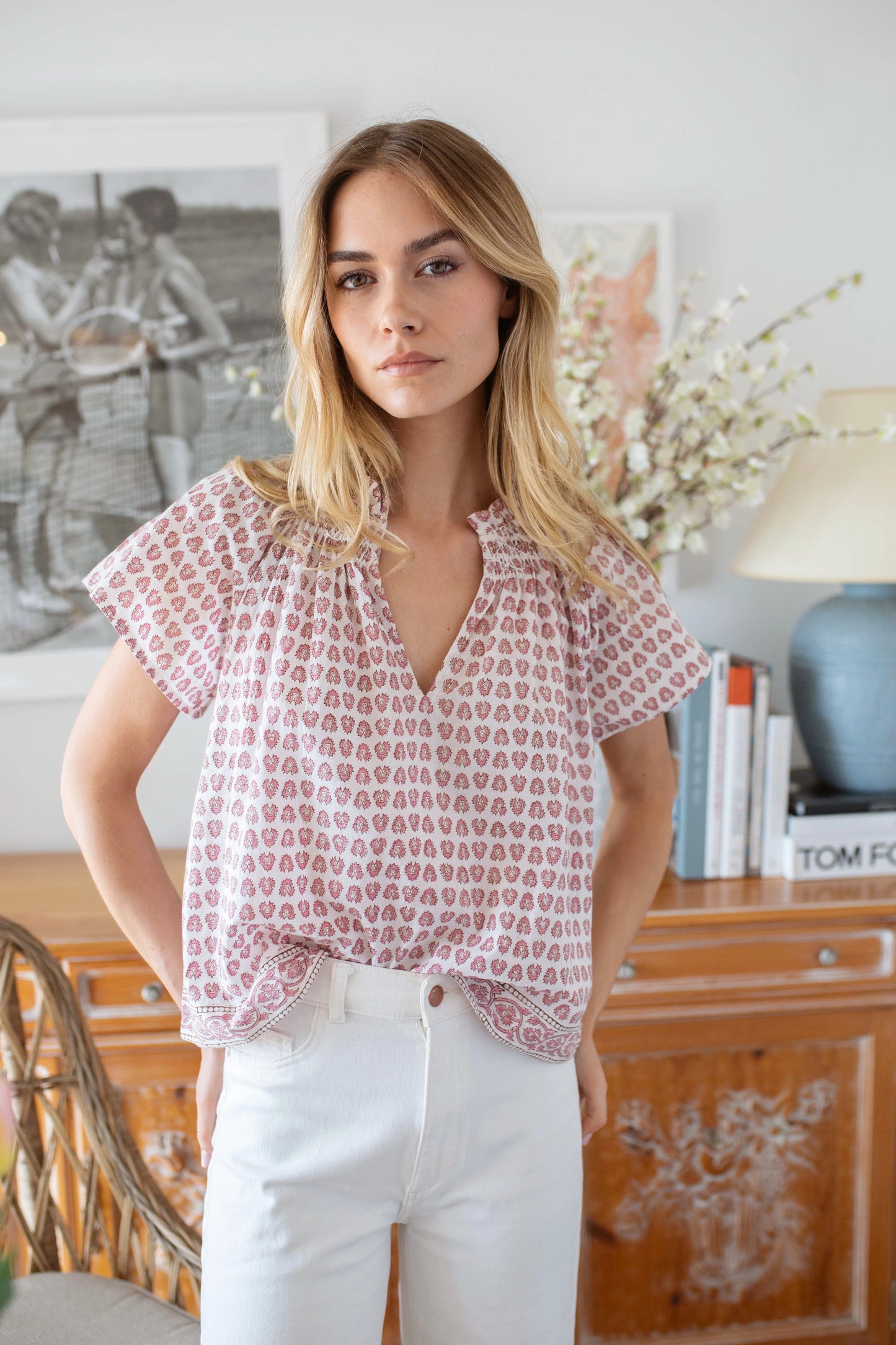 Cecilia Top in White Lavender Thistle by Marea