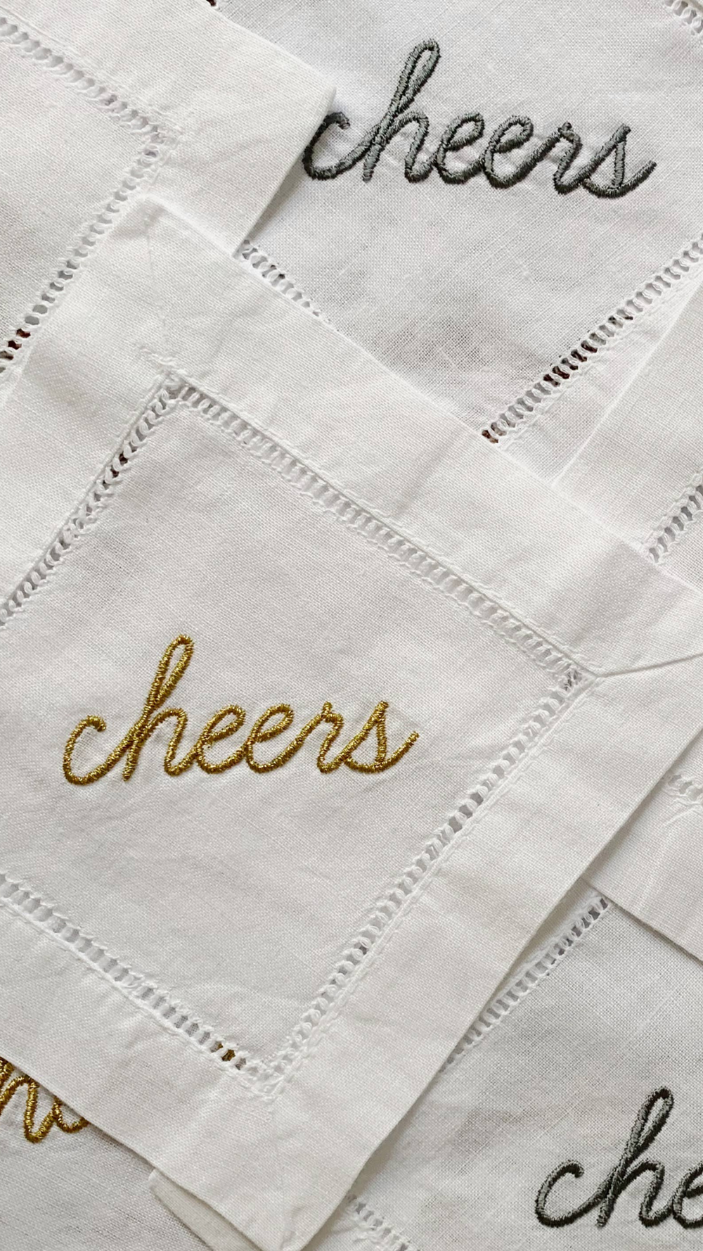 Cocktail Napkins Coasters. Crafted from a premium linen-cotton blend, these 6-inch hemstitch napkins are not only stylish but also environmentally friendly. 