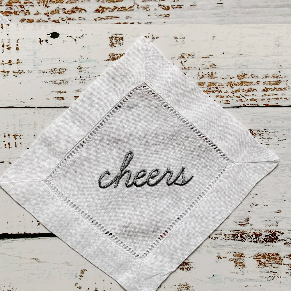 
                      
                        Say goodbye to disposable napkins and hello to elegance with our Cheers! Cocktail Napkins Coasters. 
                      
                    