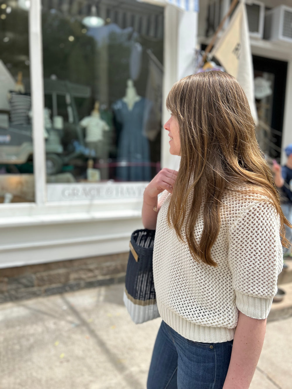 Sara Short Sleeve Sweater – Ivory