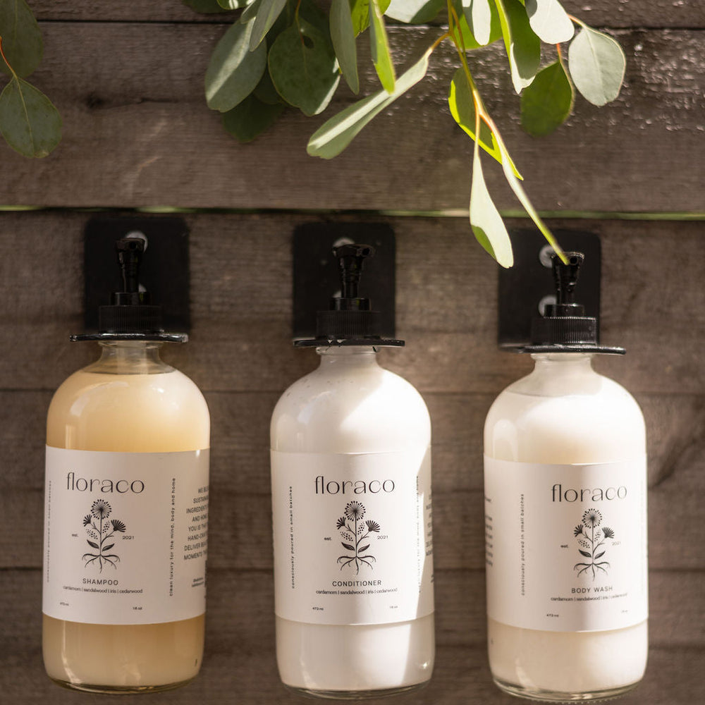 
                      
                        Floraco Body Wash: Cedarwood, Sandalwood, Cardamom -  Refillable Glass
                      
                    