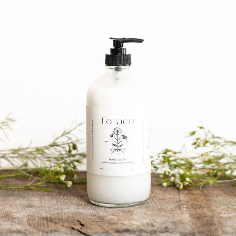 Floraco Body Wash: Cedarwood, Sandalwood, Cardamom -  Refillable Glass