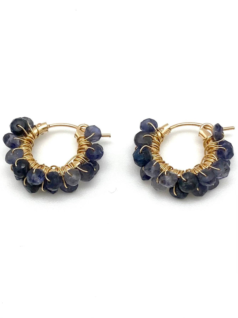 The Diddi Beaded Hoops with Blue Sapphire by in2 Designs.