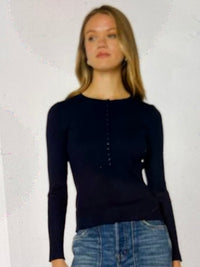 Navy Henley Top | Velvet Heart