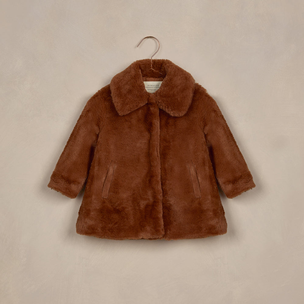 Elegant copper faux fur coat for girls by Noralee, ideal for special events.