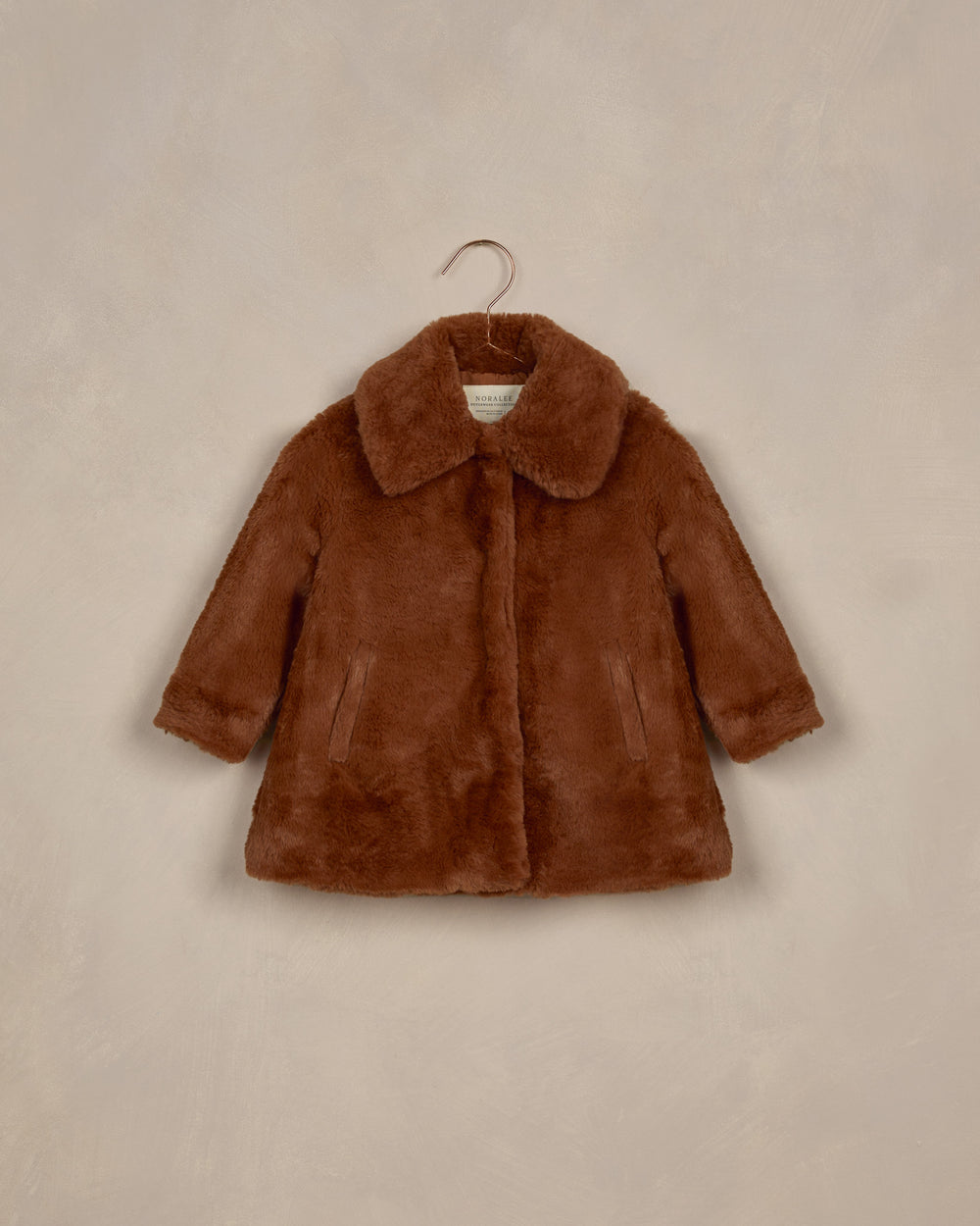 Elegant copper faux fur coat for girls by Noralee, ideal for special events.