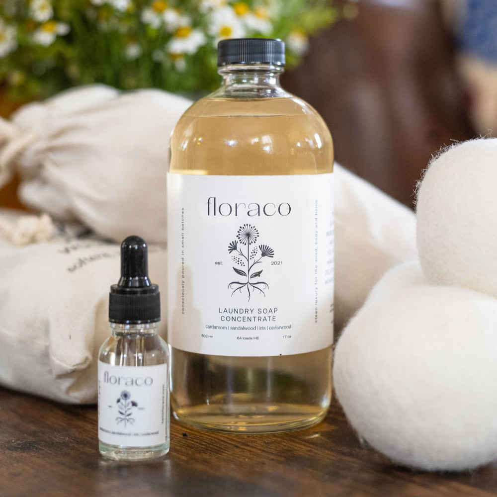 Floraco Laundry Soap Concentrate: Cedarwood, Sandalwood, Iris and Cardamom