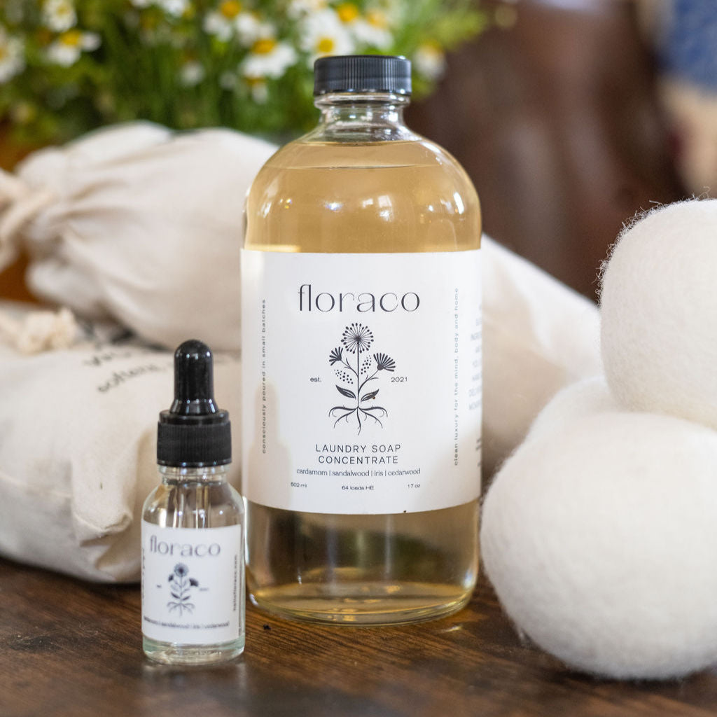 Floraco Laundry Soap Concentrate: Cedarwood, Sandalwood, Iris and Cardamom